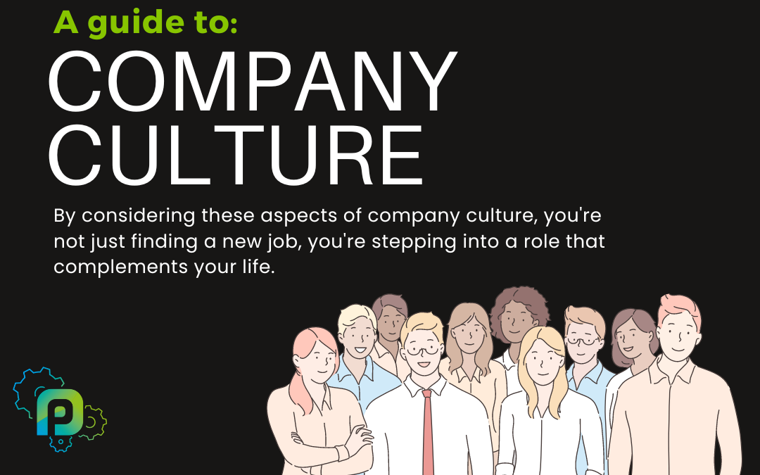 image that says "a guide to company culture" with a graphic of a team of people then the peel technical green logo